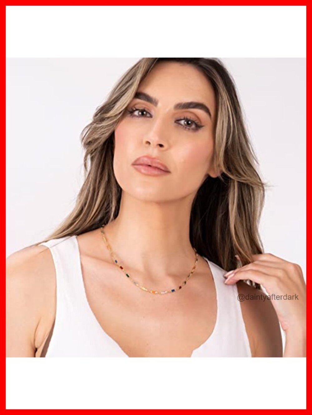 18K Gold Plated Multi Stone Crystal Baguette Necklace - Picture 2 of 5